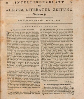 Allgemeine Literatur-Zeitung (Literarisches Zentralblatt für Deutschland) Samstag 16. Januar 1796