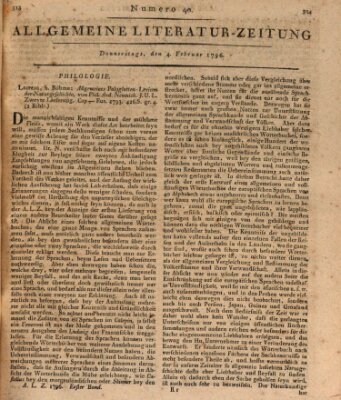 Allgemeine Literatur-Zeitung (Literarisches Zentralblatt für Deutschland) Donnerstag 4. Februar 1796