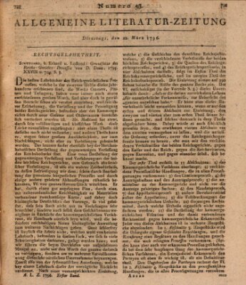 Allgemeine Literatur-Zeitung (Literarisches Zentralblatt für Deutschland) Dienstag 22. März 1796