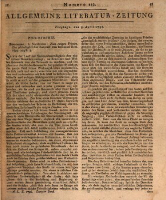 Allgemeine Literatur-Zeitung (Literarisches Zentralblatt für Deutschland) Freitag 8. April 1796