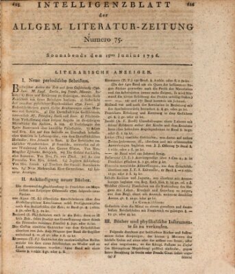 Allgemeine Literatur-Zeitung (Literarisches Zentralblatt für Deutschland) Samstag 18. Juni 1796