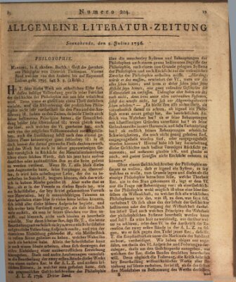 Allgemeine Literatur-Zeitung (Literarisches Zentralblatt für Deutschland) Samstag 2. Juli 1796