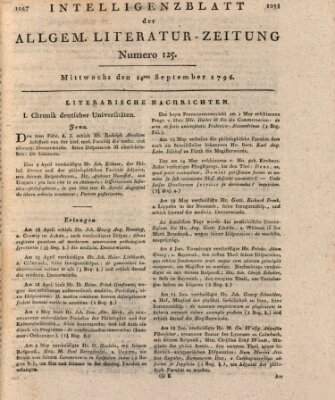 Allgemeine Literatur-Zeitung (Literarisches Zentralblatt für Deutschland) Mittwoch 14. September 1796