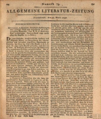 Allgemeine Literatur-Zeitung (Literarisches Zentralblatt für Deutschland) Samstag 11. März 1797