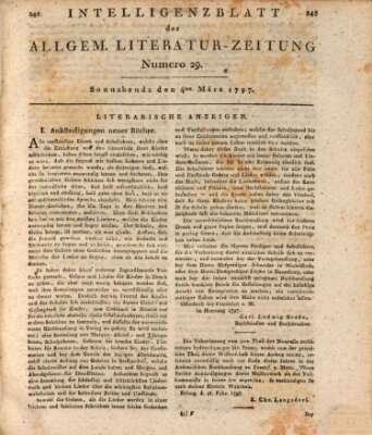 Allgemeine Literatur-Zeitung (Literarisches Zentralblatt für Deutschland) Samstag 4. März 1797