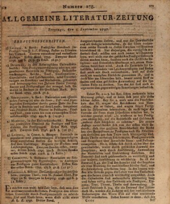 Allgemeine Literatur-Zeitung (Literarisches Zentralblatt für Deutschland) Freitag 1. September 1797