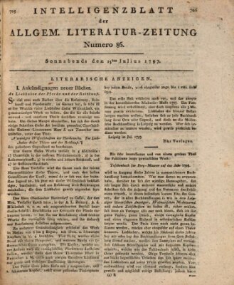 Allgemeine Literatur-Zeitung (Literarisches Zentralblatt für Deutschland) Samstag 15. Juli 1797