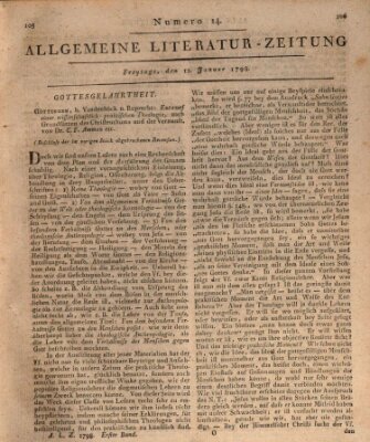 Allgemeine Literatur-Zeitung (Literarisches Zentralblatt für Deutschland) Freitag 12. Januar 1798