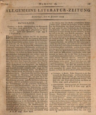Allgemeine Literatur-Zeitung (Literarisches Zentralblatt für Deutschland) Dienstag 16. Januar 1798