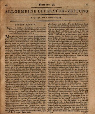 Allgemeine Literatur-Zeitung (Literarisches Zentralblatt für Deutschland) Freitag 9. Februar 1798