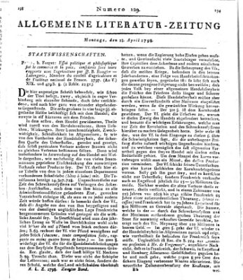 Allgemeine Literatur-Zeitung (Literarisches Zentralblatt für Deutschland) Montag 23. April 1798