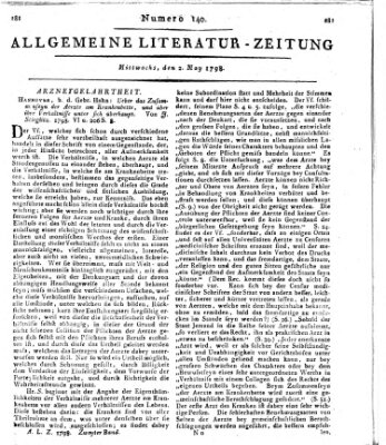 Allgemeine Literatur-Zeitung (Literarisches Zentralblatt für Deutschland) Mittwoch 2. Mai 1798