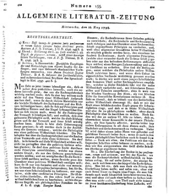 Allgemeine Literatur-Zeitung (Literarisches Zentralblatt für Deutschland) Mittwoch 16. Mai 1798