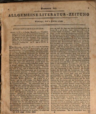 Allgemeine Literatur-Zeitung (Literarisches Zentralblatt für Deutschland) Montag 2. Juli 1798