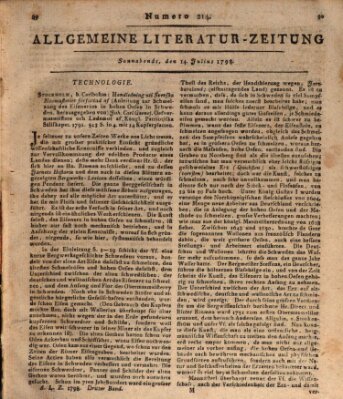 Allgemeine Literatur-Zeitung (Literarisches Zentralblatt für Deutschland) Samstag 14. Juli 1798