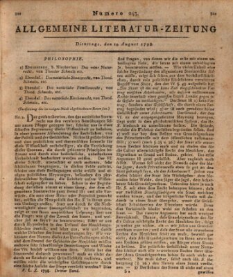Allgemeine Literatur-Zeitung (Literarisches Zentralblatt für Deutschland) Dienstag 14. August 1798