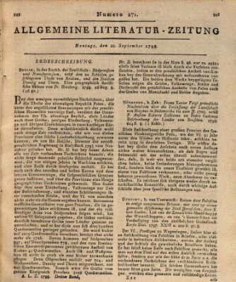 Allgemeine Literatur-Zeitung (Literarisches Zentralblatt für Deutschland) Montag 10. September 1798