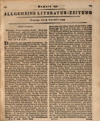Allgemeine Literatur-Zeitung (Literarisches Zentralblatt für Deutschland) Freitag 28. September 1798