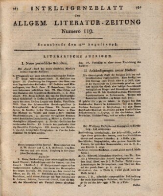 Allgemeine Literatur-Zeitung (Literarisches Zentralblatt für Deutschland) Samstag 18. August 1798