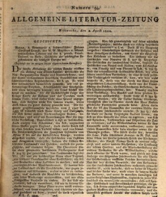 Allgemeine Literatur-Zeitung (Literarisches Zentralblatt für Deutschland) Mittwoch 2. April 1800