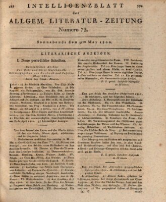 Allgemeine Literatur-Zeitung (Literarisches Zentralblatt für Deutschland) Samstag 31. Mai 1800