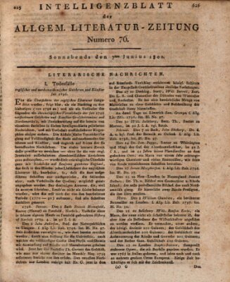 Allgemeine Literatur-Zeitung (Literarisches Zentralblatt für Deutschland) Samstag 7. Juni 1800