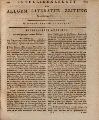 Allgemeine Literatur-Zeitung (Literarisches Zentralblatt für Deutschland) Mittwoch 11. Juni 1800