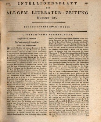 Allgemeine Literatur-Zeitung (Literarisches Zentralblatt für Deutschland) Samstag 19. Juli 1800