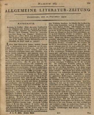 Allgemeine Literatur-Zeitung (Literarisches Zentralblatt für Deutschland) Samstag 13. September 1800