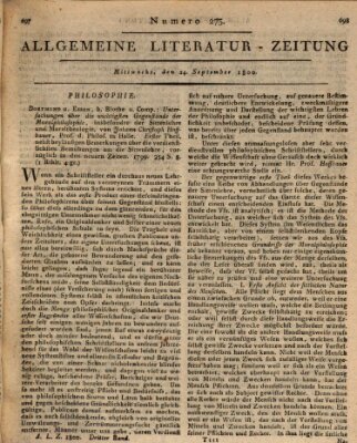 Allgemeine Literatur-Zeitung (Literarisches Zentralblatt für Deutschland) Mittwoch 24. September 1800