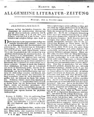 Allgemeine Literatur-Zeitung (Literarisches Zentralblatt für Deutschland) Montag 13. Oktober 1800