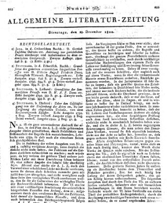 Allgemeine Literatur-Zeitung (Literarisches Zentralblatt für Deutschland) Dienstag 23. Dezember 1800