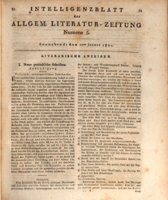 Allgemeine Literatur-Zeitung (Literarisches Zentralblatt für Deutschland) Samstag 10. Januar 1801