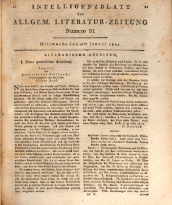 Allgemeine Literatur-Zeitung (Literarisches Zentralblatt für Deutschland) Mittwoch 21. Januar 1801