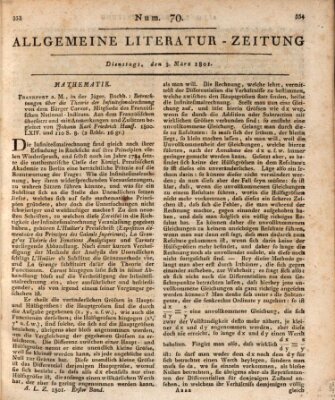Allgemeine Literatur-Zeitung (Literarisches Zentralblatt für Deutschland) Dienstag 3. März 1801