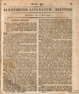 Allgemeine Literatur-Zeitung (Literarisches Zentralblatt für Deutschland) Mittwoch 25. März 1801