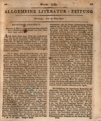 Allgemeine Literatur-Zeitung (Literarisches Zentralblatt für Deutschland) Montag 25. Mai 1801