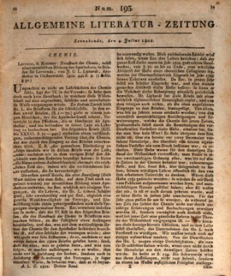 Allgemeine Literatur-Zeitung (Literarisches Zentralblatt für Deutschland) Samstag 4. Juli 1801