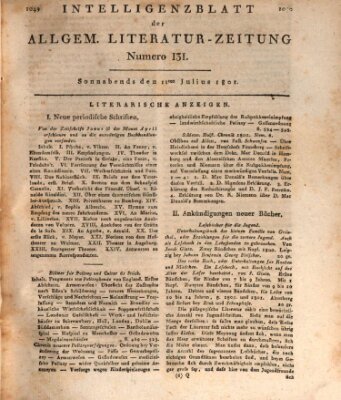 Allgemeine Literatur-Zeitung (Literarisches Zentralblatt für Deutschland) Samstag 11. Juli 1801