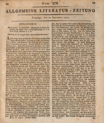 Allgemeine Literatur-Zeitung (Literarisches Zentralblatt für Deutschland) Freitag 25. September 1801