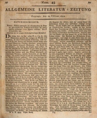 Allgemeine Literatur-Zeitung (Literarisches Zentralblatt für Deutschland) Freitag 12. Februar 1802