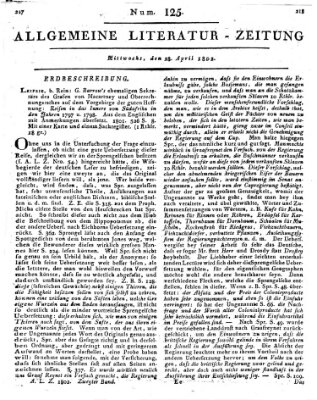 Allgemeine Literatur-Zeitung (Literarisches Zentralblatt für Deutschland) Mittwoch 28. April 1802
