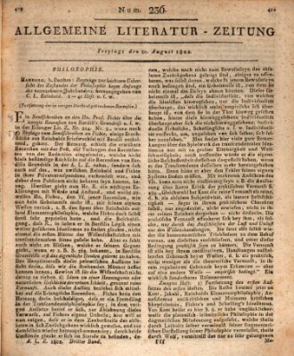 Allgemeine Literatur-Zeitung (Literarisches Zentralblatt für Deutschland) Freitag 20. August 1802