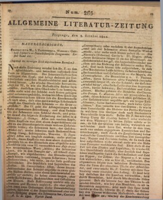 Allgemeine Literatur-Zeitung (Literarisches Zentralblatt für Deutschland) Freitag 8. Oktober 1802