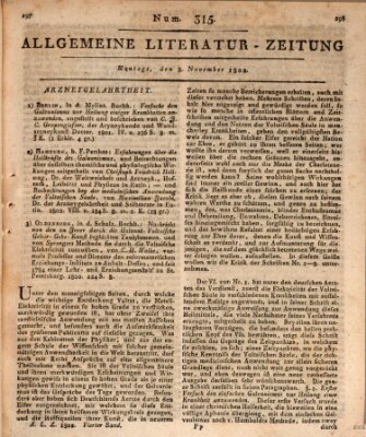 Allgemeine Literatur-Zeitung (Literarisches Zentralblatt für Deutschland) Montag 8. November 1802