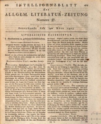 Allgemeine Literatur-Zeitung (Literarisches Zentralblatt für Deutschland) Samstag 19. März 1803