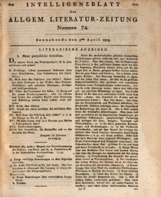 Allgemeine Literatur-Zeitung (Literarisches Zentralblatt für Deutschland) Samstag 9. April 1803