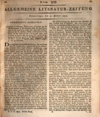 Allgemeine Literatur-Zeitung (Literarisches Zentralblatt für Deutschland) Donnerstag 21. Juli 1803