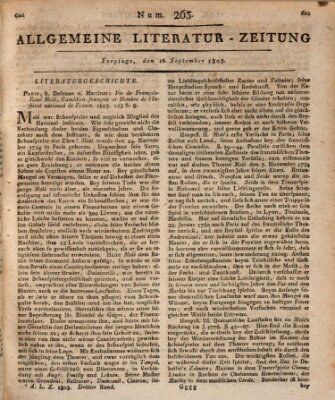 Allgemeine Literatur-Zeitung (Literarisches Zentralblatt für Deutschland) Freitag 16. September 1803