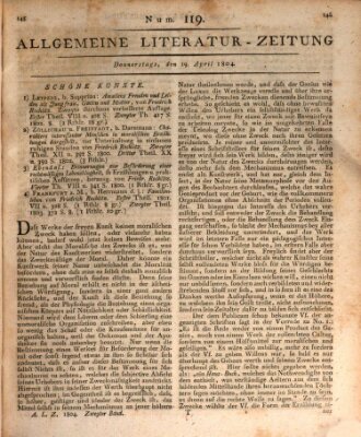 Allgemeine Literatur-Zeitung (Literarisches Zentralblatt für Deutschland) Donnerstag 19. April 1804